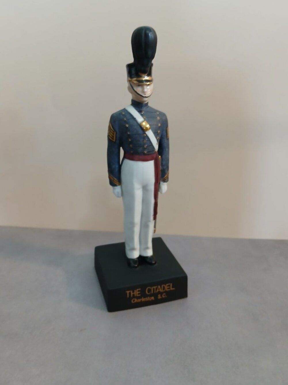 Vintage Porcelain Male Figurine in The Citadel Dress Salt & Pepper Uniform